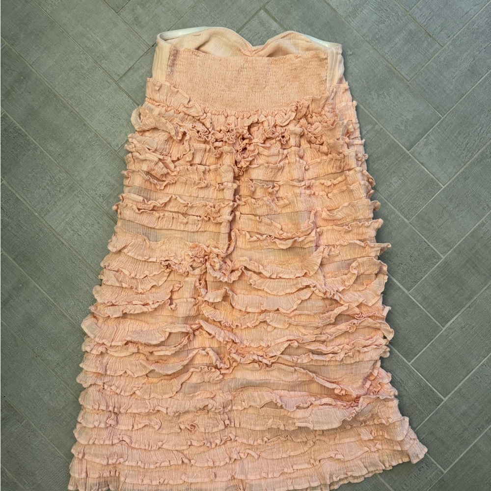 J. Crew Peach Ruffled Strapless Dress